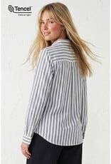 509 Broadway Long Sleeve Stripe Pocket Blouse