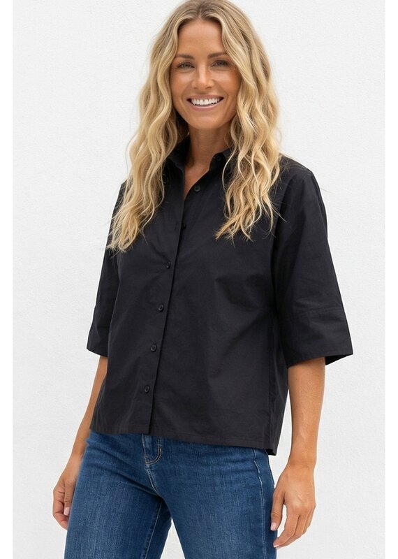509 Broadway Boxy Half Sleeve Button Up Shirt