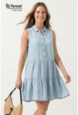 509 Broadway Collar Button Down Sleeveless Dress