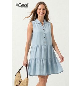509 Broadway Collar Button Down Sleeveless Dress