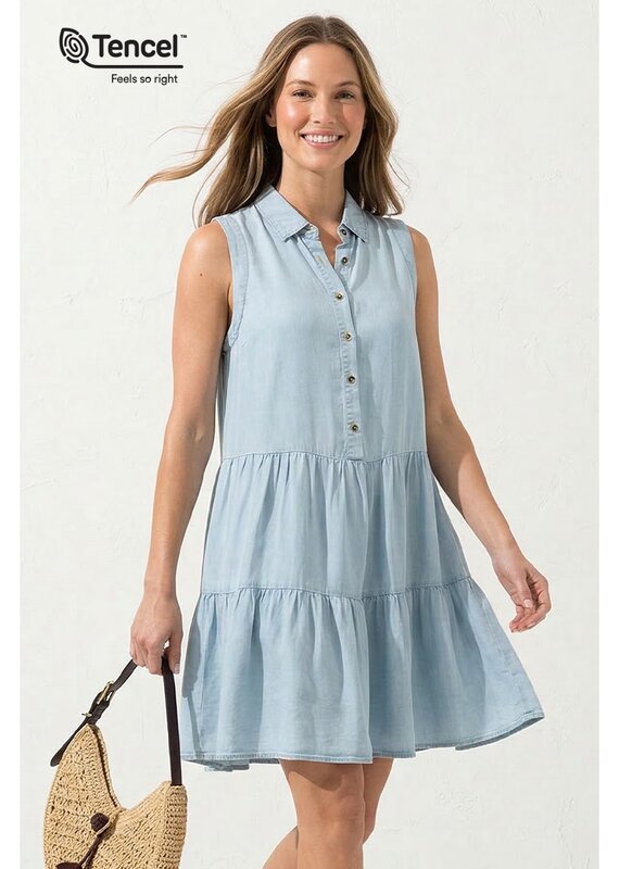 509 Broadway Collar Button Down Sleeveless Dress