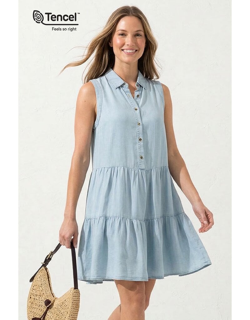 509 Broadway Collar Button Down Sleeveless Dress