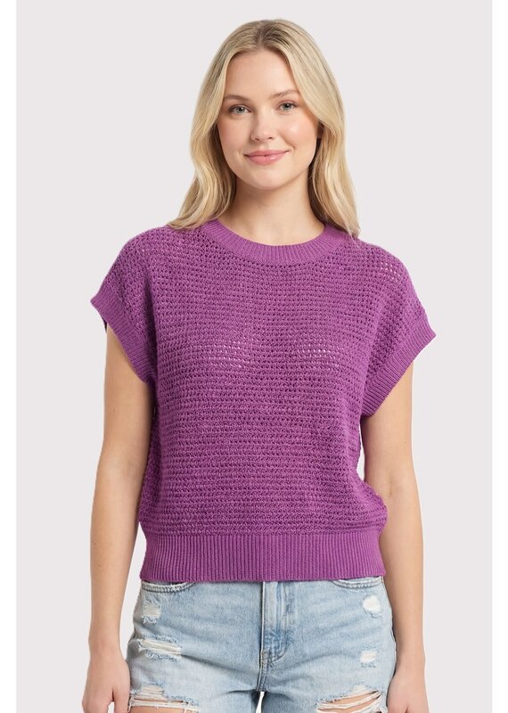 509 Broadway Open Weaved S/S Sweater