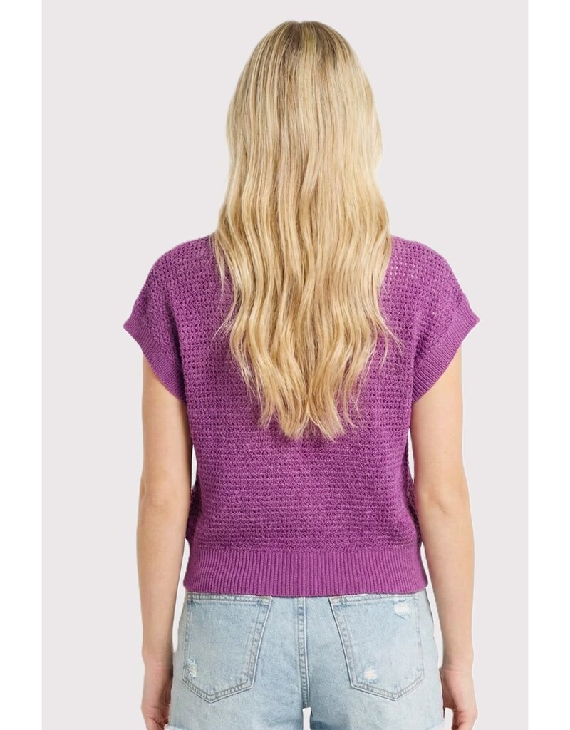 509 Broadway Open Weaved S/S Sweater