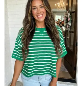 509 Broadway Stripe Patchwork Half Sleeve Tee