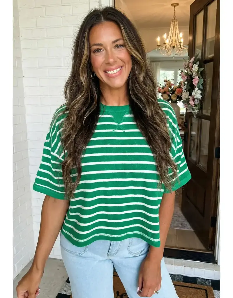 509 Broadway Stripe Patchwork Half Sleeve Tee