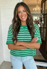 509 Broadway Stripe Patchwork Half Sleeve Tee