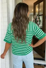 509 Broadway Stripe Patchwork Half Sleeve Tee