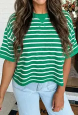 509 Broadway Stripe Patchwork Half Sleeve Tee