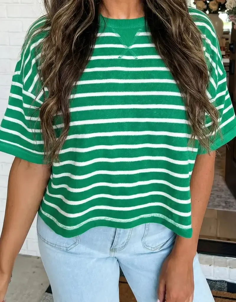 509 Broadway Stripe Patchwork Half Sleeve Tee