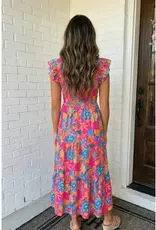 509 Broadway Boho Floral V Neck Dress
