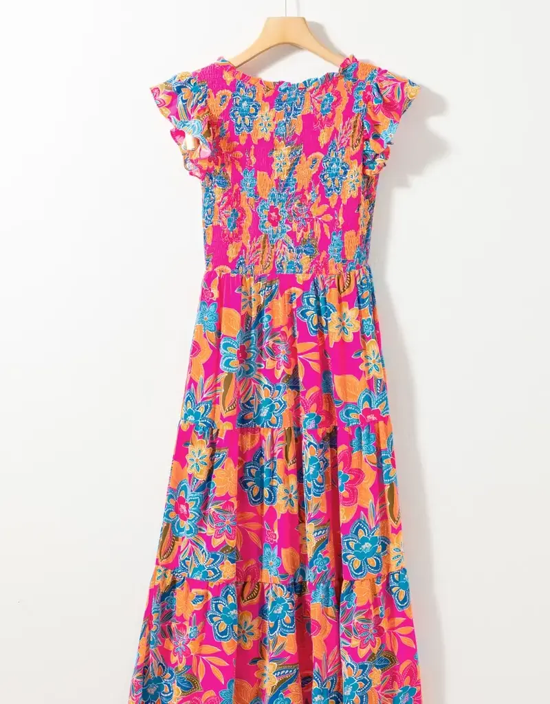 509 Broadway Boho Floral V Neck Dress