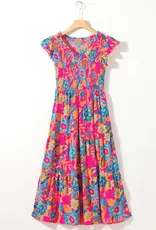 509 Broadway Boho Floral V Neck Dress