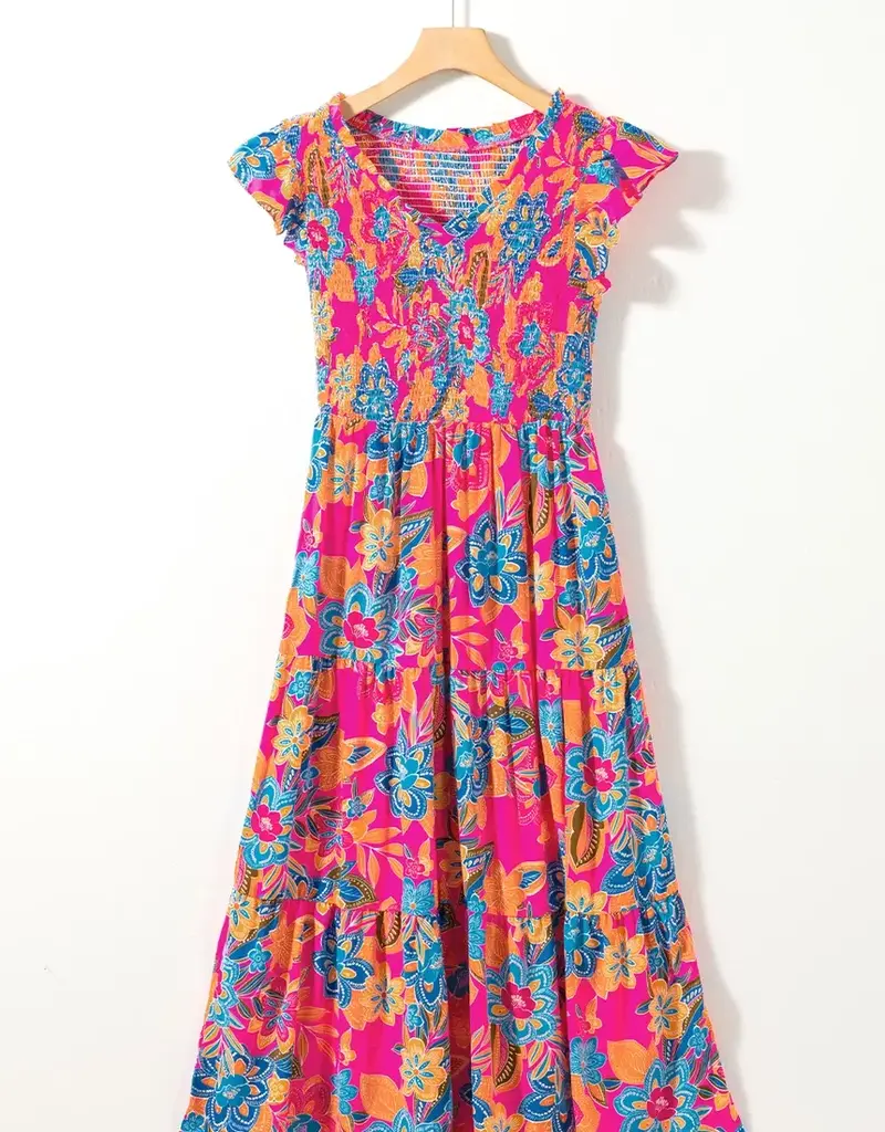 509 Broadway Boho Floral V Neck Dress