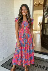 509 Broadway Boho Floral V Neck Dress