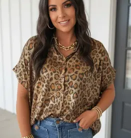 509 Broadway Metallic Leopard Shirt
