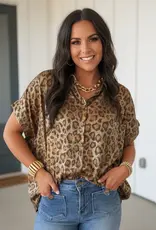 509 Broadway Metallic Leopard Shirt