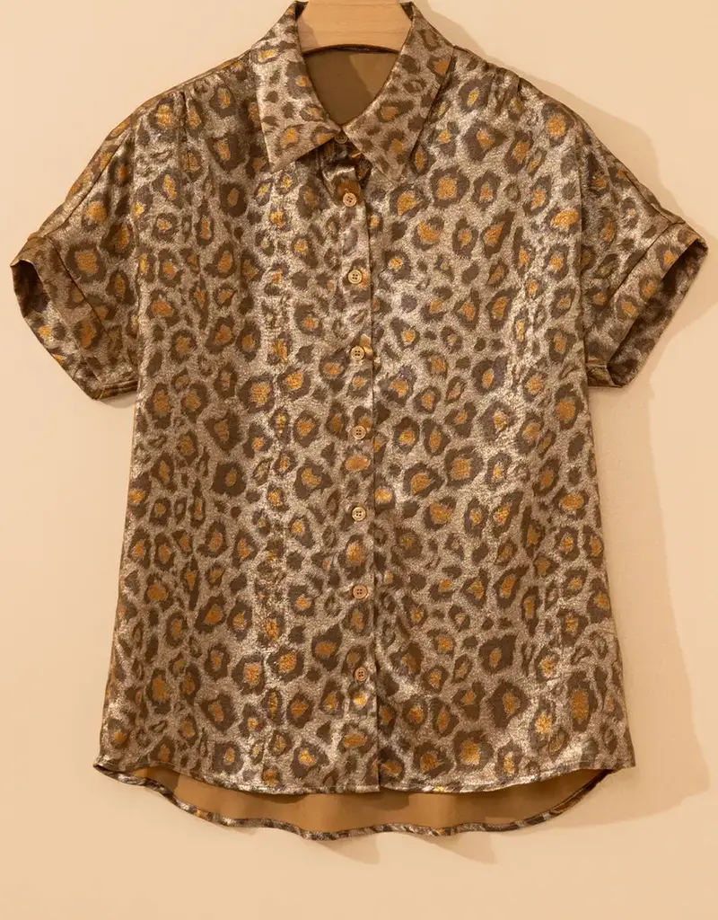 509 Broadway Metallic Leopard Shirt