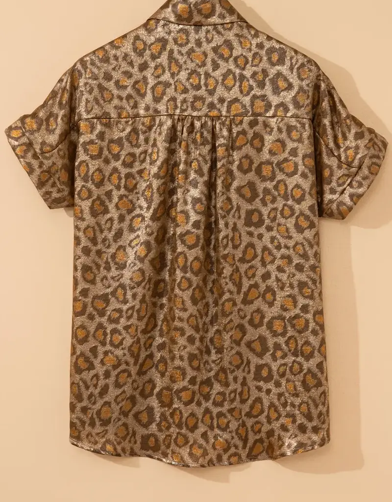 509 Broadway Metallic Leopard Shirt