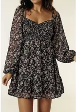 509 Broadway Floral Long Sleeve Frilly Mini Dress