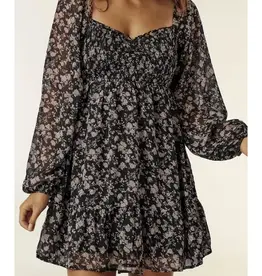 509 Broadway Floral Long Sleeve Frilly Mini Dress