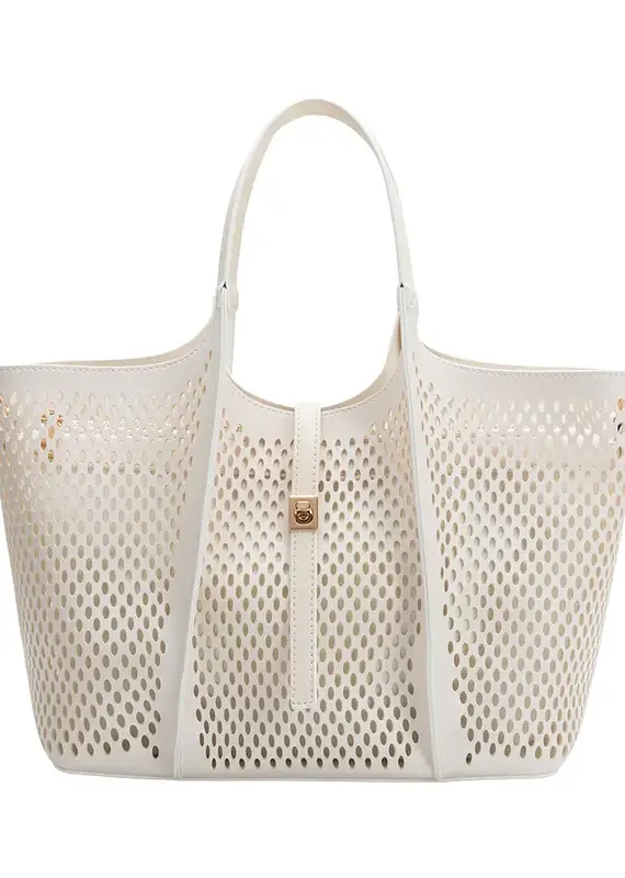 509 Broadway Malia Laser Cut Leather Tote
