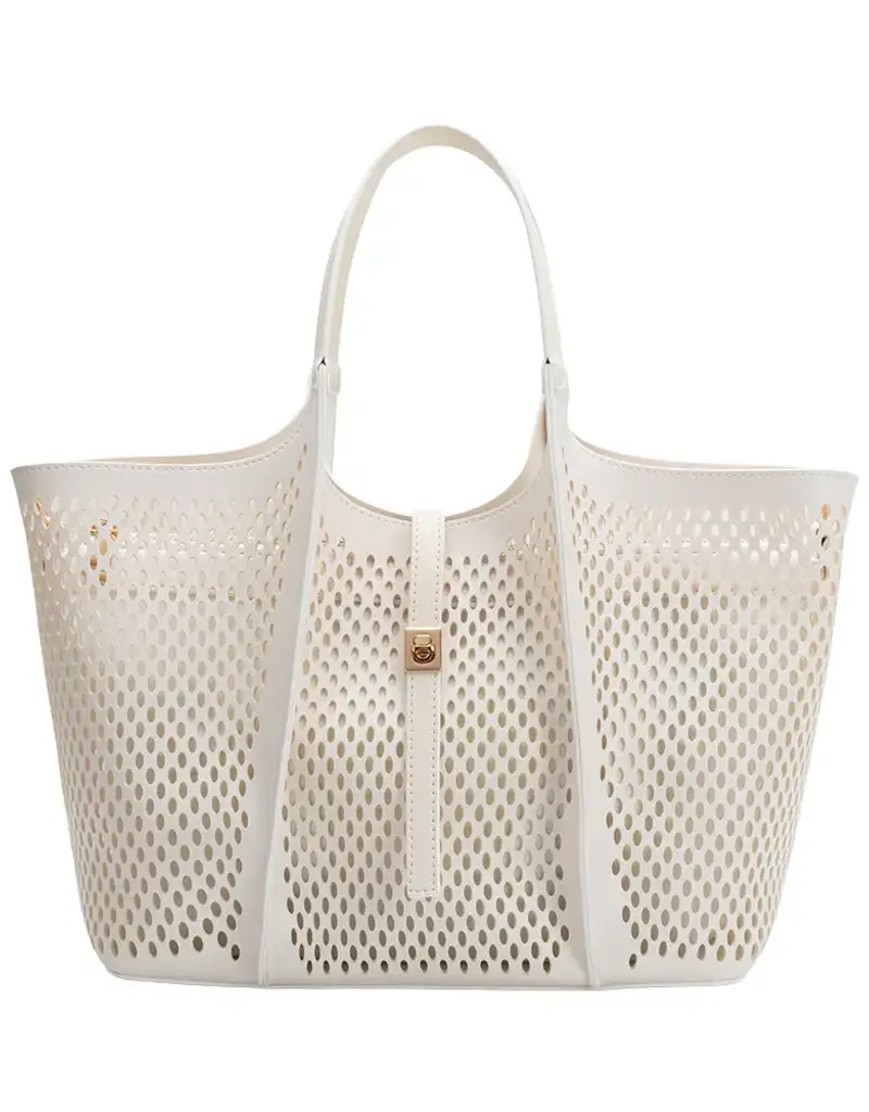 509 Broadway Malia Laser Cut Leather Tote