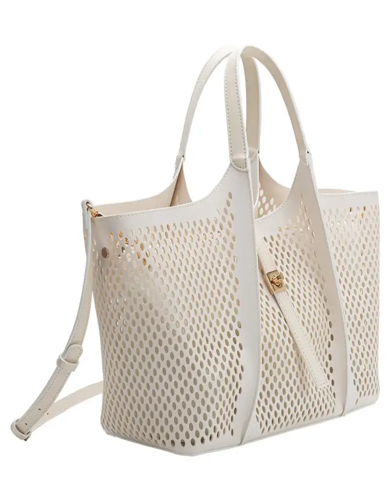 509 Broadway Malia Laser Cut Leather Tote