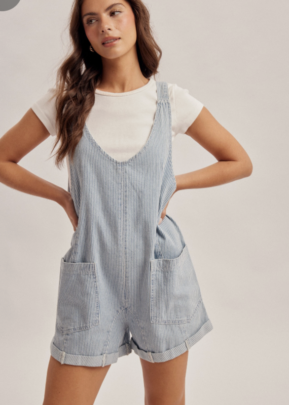 509 Broadway Railroad Stripe Romper