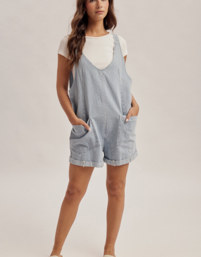 509 Broadway Railroad Stripe Romper