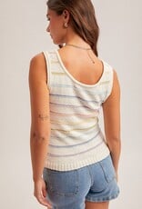 509 Broadway Scoop Neck Tie Front Sweater Tank