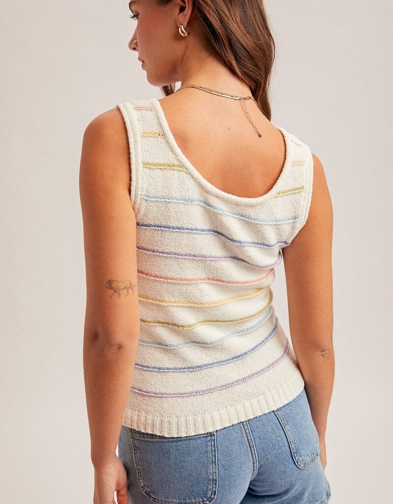 509 Broadway Scoop Neck Tie Front Sweater Tank