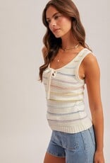 509 Broadway Scoop Neck Tie Front Sweater Tank