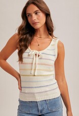 509 Broadway Scoop Neck Tie Front Sweater Tank