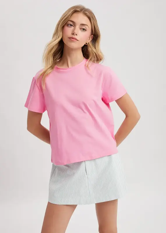 509 Broadway Basic Relaxed Crop Knit Tee