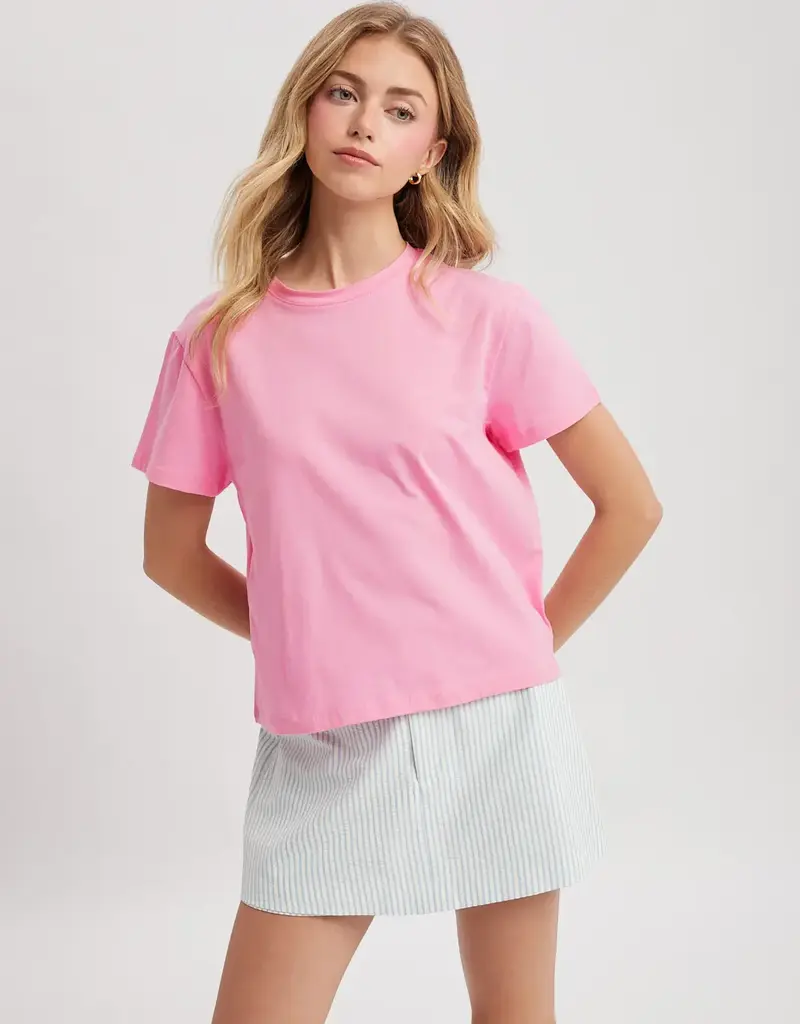 509 Broadway Basic Relaxed Crop Knit Tee