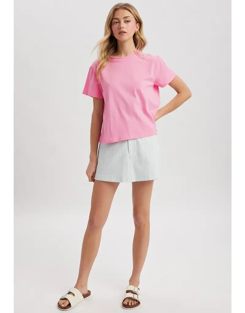 509 Broadway Basic Relaxed Crop Knit Tee