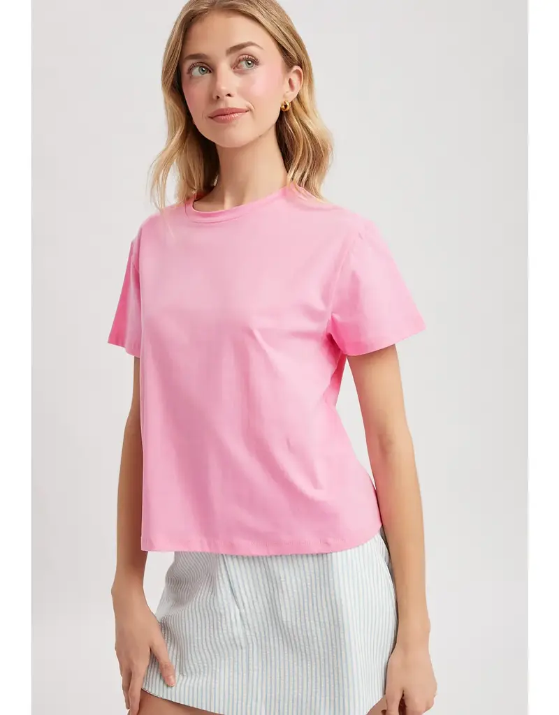 509 Broadway Basic Relaxed Crop Knit Tee