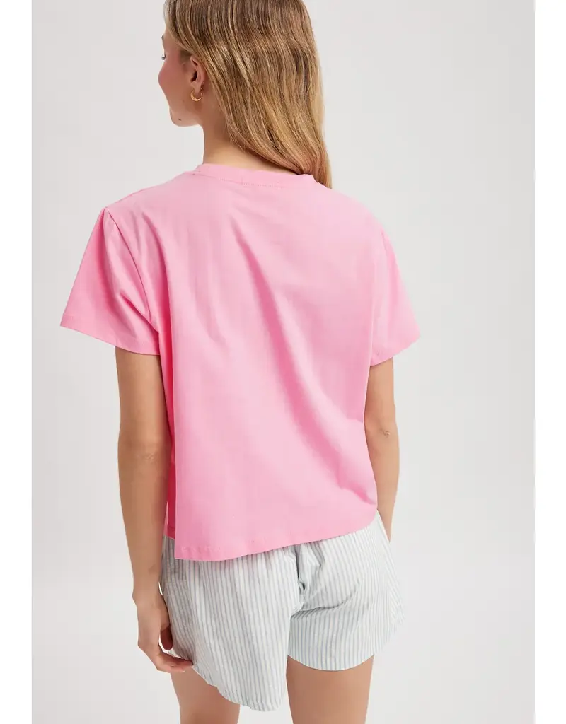 509 Broadway Basic Relaxed Crop Knit Tee