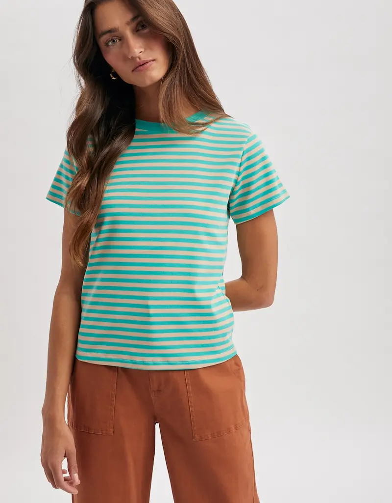509 Broadway Contrast Stripe Knit Tee