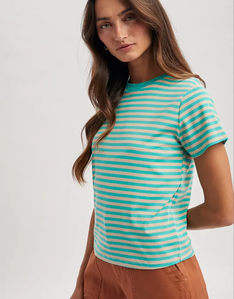 509 Broadway Contrast Stripe Knit Tee