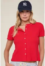 509 Broadway Ribbed Button Top