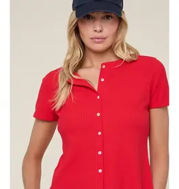 509 Broadway Ribbed Button Top
