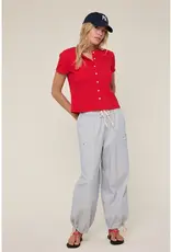 509 Broadway Ribbed Button Top