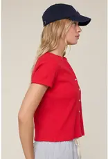 509 Broadway Ribbed Button Top