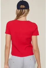 509 Broadway Ribbed Button Top