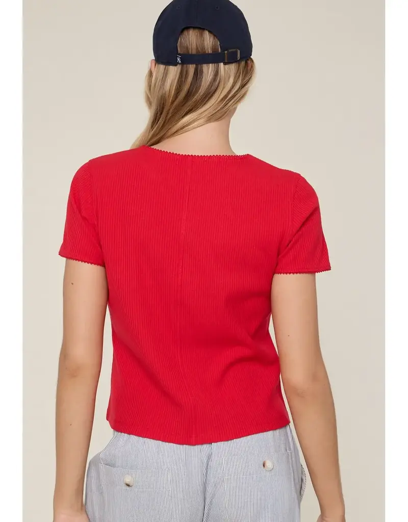 509 Broadway Ribbed Button Top