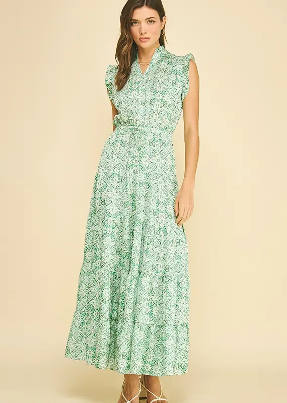 509 Broadway Floral Print Tiered Maxi Dress