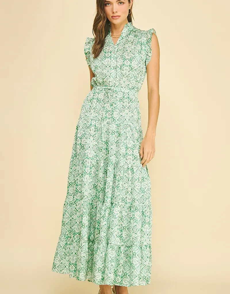 509 Broadway Floral Print Tiered Maxi Dress
