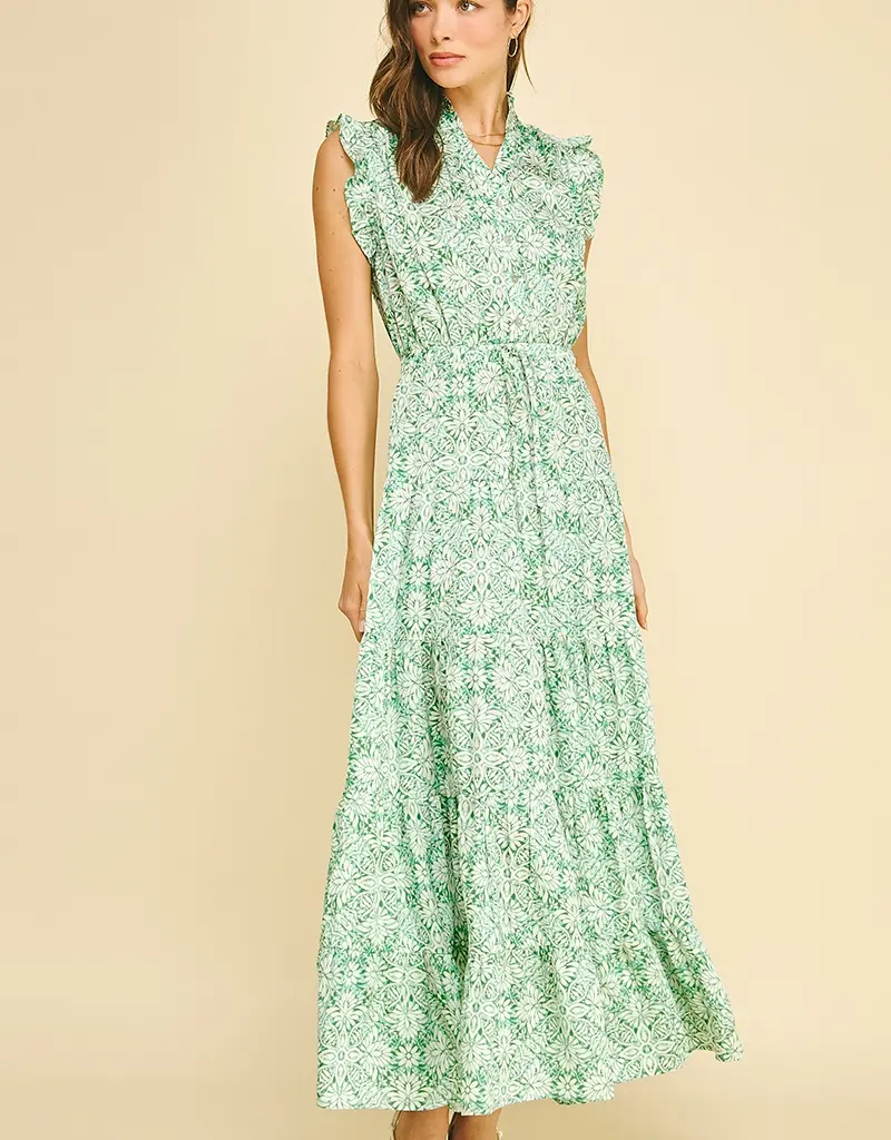 509 Broadway Floral Print Tiered Maxi Dress